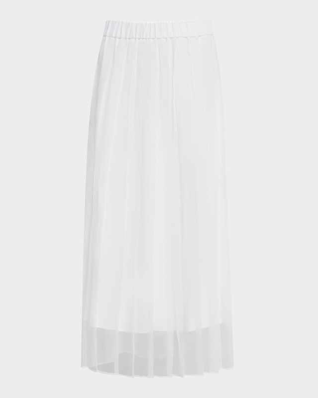 Crispy Silk Chiffon Pleated Midi Skirt